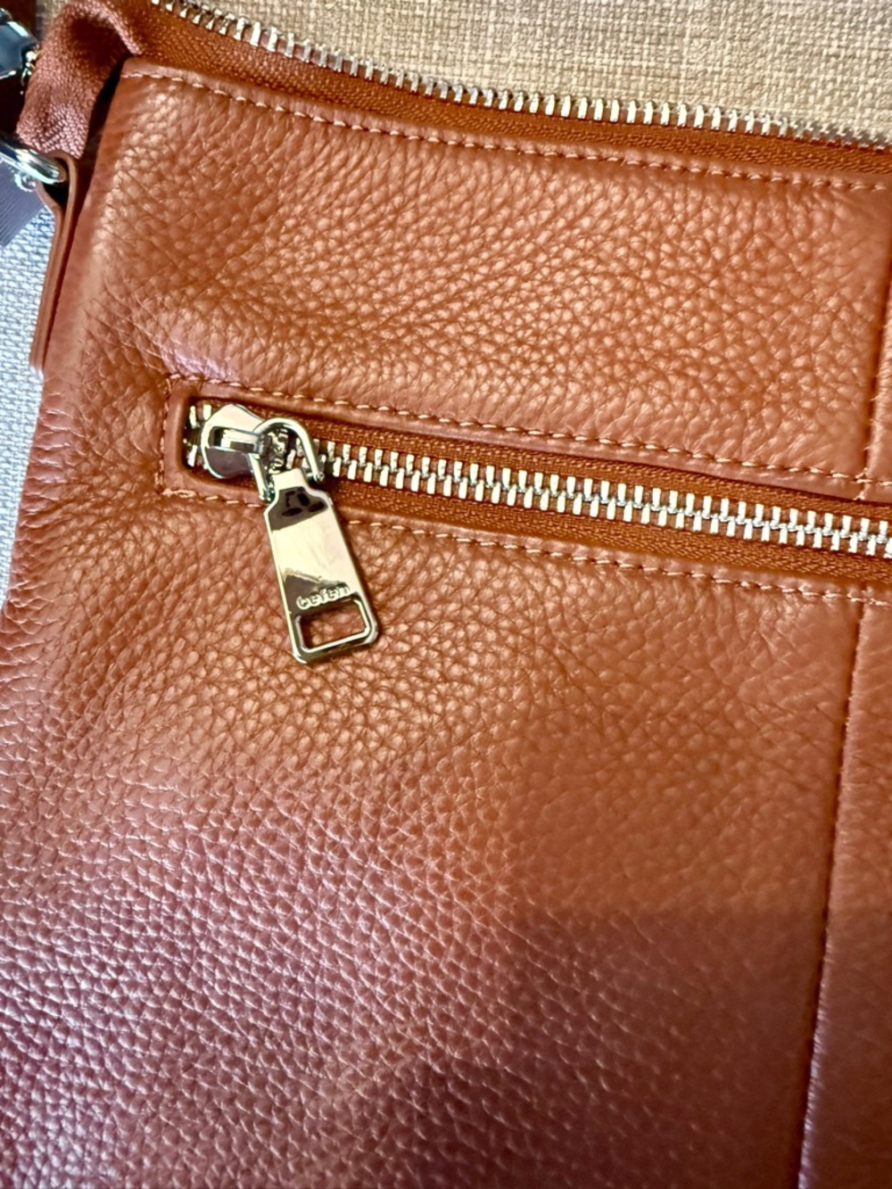 Befen Anti-Theft Leather Crossbody Bag in Cognac - - Picture 3 of 8